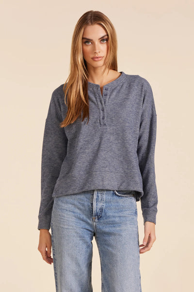 Bobi L/S Boxy Henley Sweatshirt