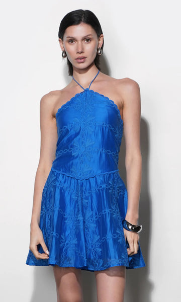 Greylin Callie Embrodered Halter Mini Dress