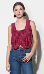 Greylin Clara Textured Eyelet Bubble Hem Top