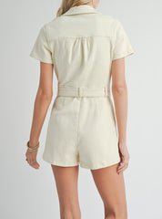 Sadie & Sage Live Happy Front Zipper Romper