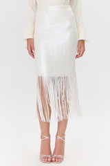 Adelyn Rae Milana Sequin Fringe Midi Skirt