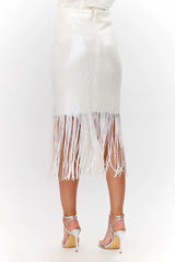 Adelyn Rae Milana Sequin Fringe Midi Skirt