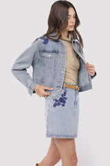 Sadie &  Sage Mostly Likely Embroidered Denim Skirt