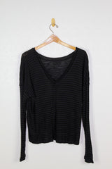 Project Nelly Low Back Striped Rib L/S