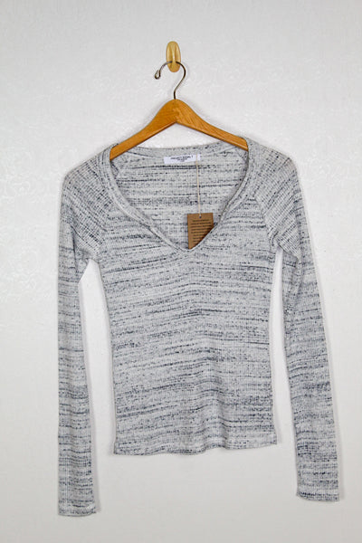 Project Social T Haleigh Notch Neck Marbled Rib L/S