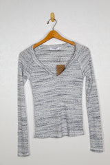 Project Social T Haleigh Notch Neck Marbled Rib L/S