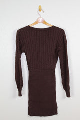 Sage The Label Mavella V Neck Fitted Sweater Mini Dress