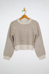 Sage The Label Great Things Gingham Crop Sweater