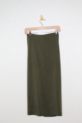 Bobi Side Shirred High Slit Skirt