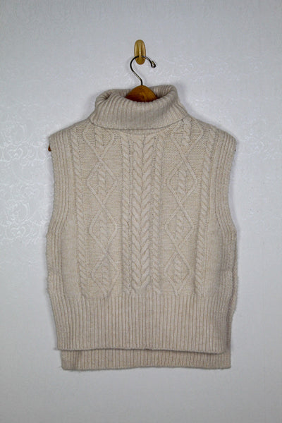 Moon River Tuttle Neck Side Slit Cable Sweater Vest