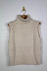 Moon River Tuttle Neck Side Slit Cable Sweater Vest