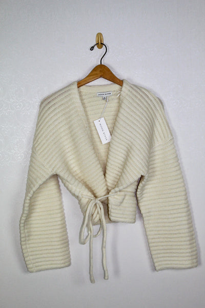 Moon River Long Sleeve Wrap Side Tie Sweater Cardigan