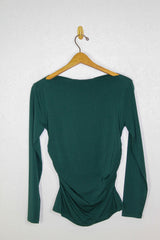 Bobi Shirred Slash Neck L/S Top