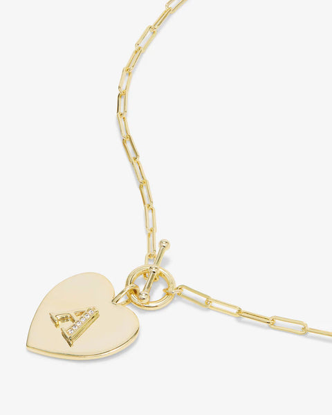 Melinda Maria Love Letters Heart Medallion Necklace 'A'