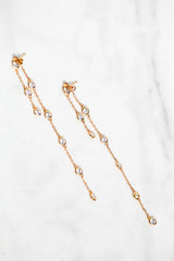 Native Gem Opera Double Chain Earrings