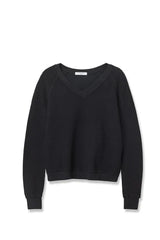 Perfectwhitetee Zuri Reverse Fleece V-Neck Sweater