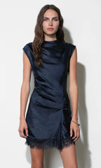Greylin Ryann Mock Neck Lace Hem Dress