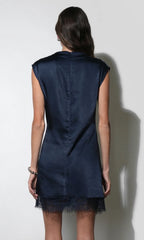 Greylin Ryann Mock Neck Lace Hem Dress