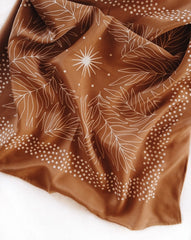 Silk Bandana Scarf - Tropical Palms Amber