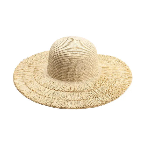 Melie Bianco Fringe Natural Straw Hat