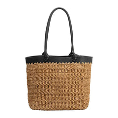 Melie Bianco Lina Tan Straw Vegan Tote