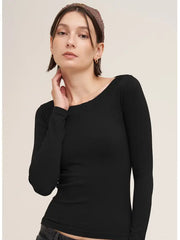 NiKIBIKI Ribbed Boat Neck L/S Top (2 Colors)