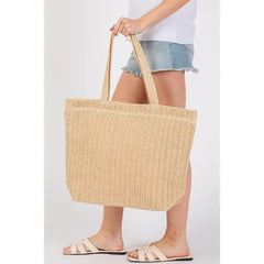 Stylin Large Crochet Straw Tote Bag