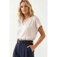 Naked Zebra Pleated Cap Sleeve Blouse