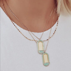 Elizabeth Stone Shimmer Flat Chain Necklace