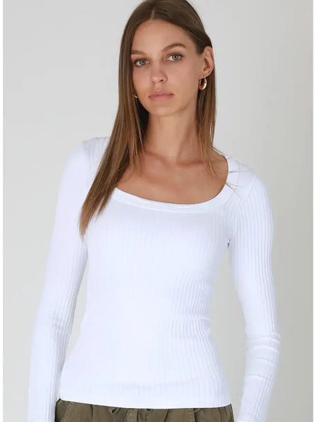 NikiBiki Wide Ribbed Square Neck L/S Top