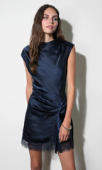 Greylin Ryann Mock Neck Lace Hem Dress