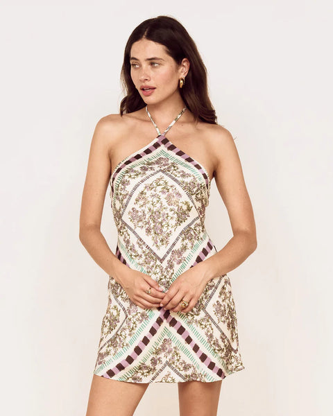 MinkPink Floral Reese Halter Mini Dress