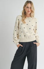 Sadie & Sage Heart Eyes Embroidered Sweater