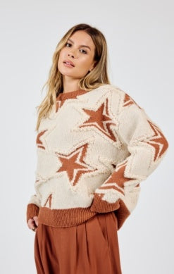 Sadie & Sage Show Time Star Intarsia  Sweater