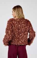 Sadie & Sage Joelle Faux Fur Sequin Mix Jacket