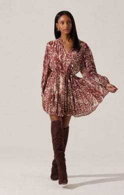 Astr Marisela Belted V-Neck Mini Dress