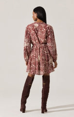 Astr Marisela Belted V-Neck Mini Dress