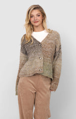 Sadie & Sage Smiley Ombre Fuzzy Knit Cardigan