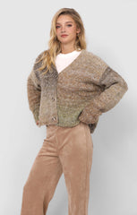 Sadie & Sage Smiley Ombre Fuzzy Knit Cardigan