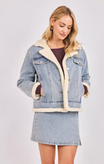 Sadie & Sage Metropolis Denim Jacket w Faux Shearling