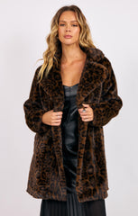 Sage The Label Margot Leopard Faux Fur Coat