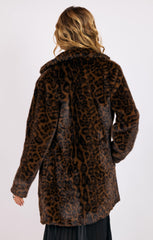 Sage The Label Margot Leopard Faux Fur Coat