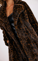 Sage The Label Margot Leopard Faux Fur Coat