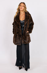 Sage The Label Margot Leopard Faux Fur Coat