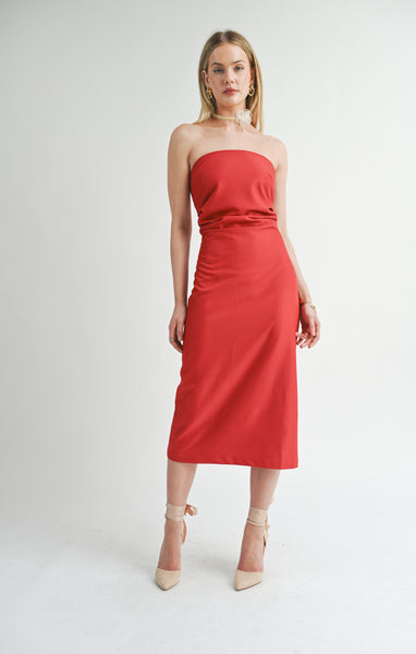 Sage The Label Take Action Pleated Tube Midi Dress