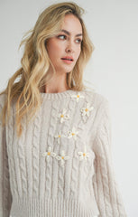 Sadie & Sage  Lulu Embroidered Daisy Sweater