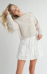 Sadie & Sage  Lulu Embroidered Daisy Sweater