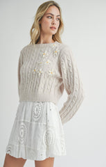 Sadie & Sage  Lulu Embroidered Daisy Sweater