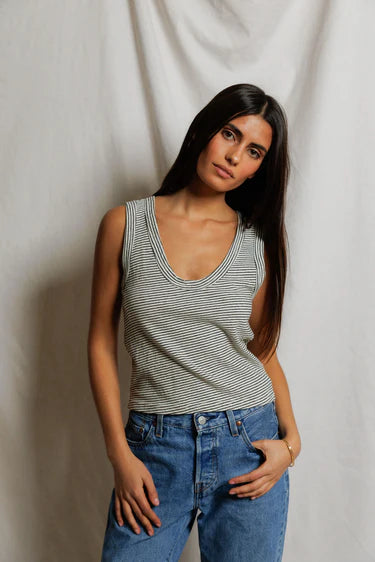 Perfectwhitetee Vicky Hemp Cotton Striped Tank