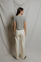 Perfectwhitetee Vivia Striped Hemp Cotton Striped Crewneck Tee